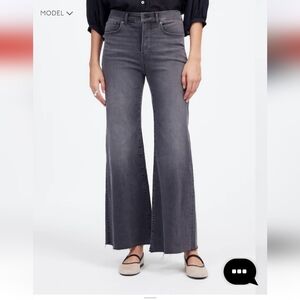 Madewell Flared Wide Leg Crop Jeans In Gray Black Chasm Wash